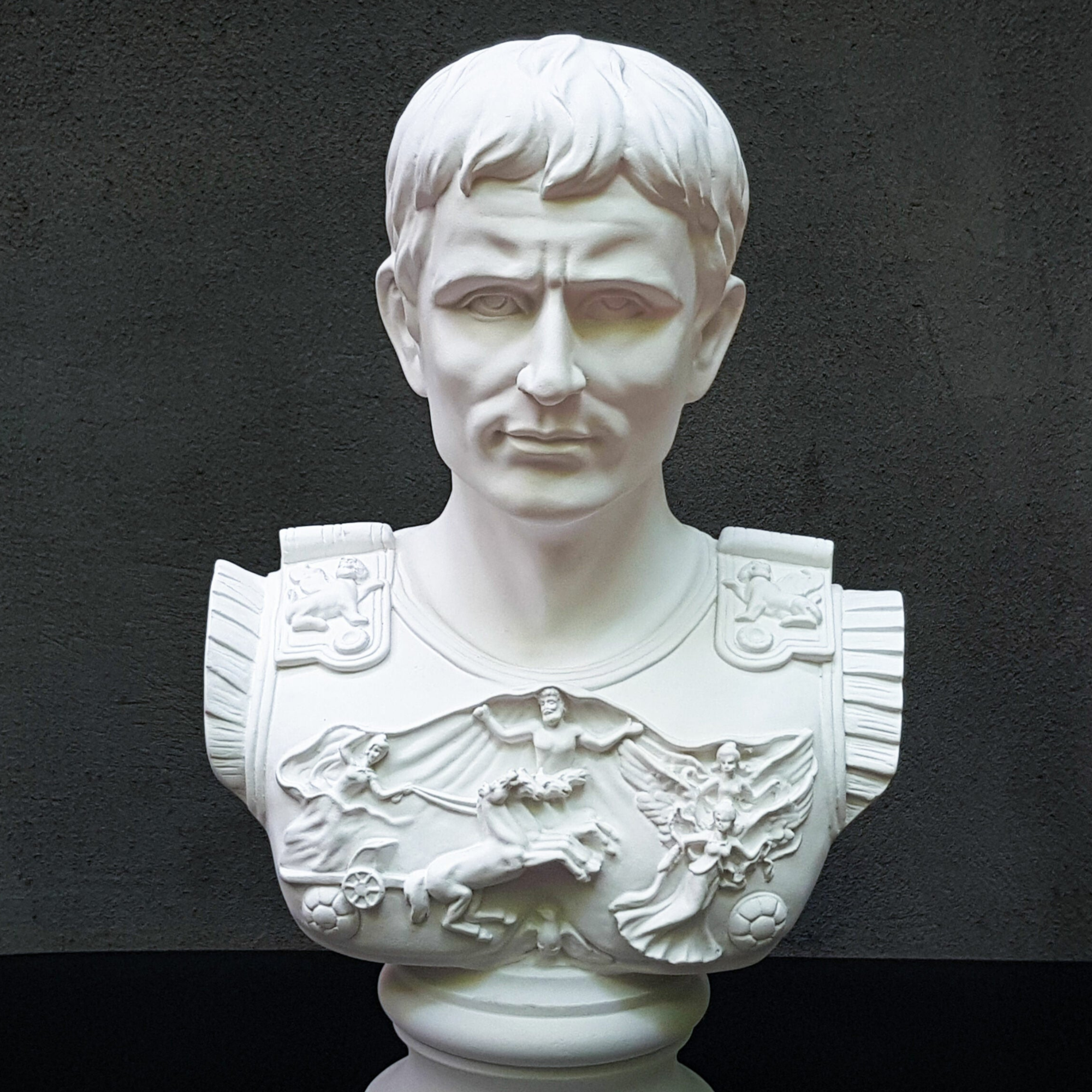 White plaster bust of a Roman Emperor Julius Caesar - Atelier Article