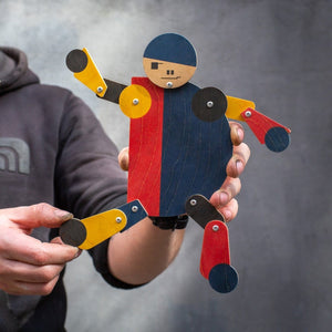 wooden acrobat toy bauhaus articulated figure movable joints