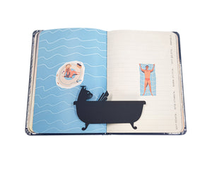 Bookmark "Cat Reading in the Tub". - Atelier Article