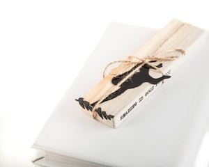Monkey, Library in the Jungle metal bookmark with the engraved wooden gift block it ships with