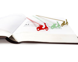 Motor Scooter metal bookmark shown together with other bookmarks from the range