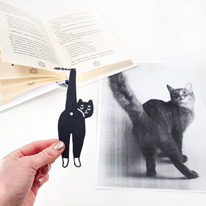 Cheeky Black Cat Book Marker – Handmade Metal Bookmark with Attitude - Atelier Article