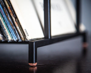 Premium Quality Hand-Welded Black Desktop Vinyl Record Stand with Copper Pads - Atelier Article