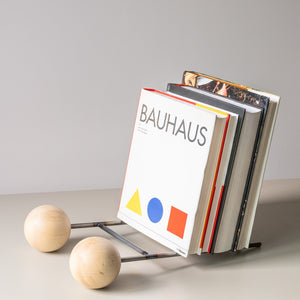 Duo Ball Vinyl Record and Book Stand – Minimalist Steel and Wood Holder - Atelier Article