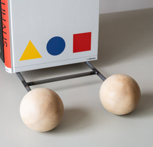 Duo Ball Vinyl Record and Book Stand – Minimalist Steel and Wood Holder - Atelier Article