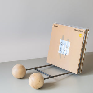 Duo Ball Vinyl Record and Book Stand – Minimalist Steel and Wood Holder - Atelier Article