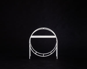 Elegant White Compact Round Log Holder - Premium Firewood Storage Hand - Welded in Ukraine - Atelier Article