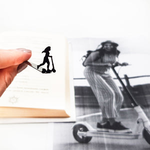 Girl on a Scooter Metal Bookmark – Fun Silhouette Gift for Book Lovers - Atelier Article