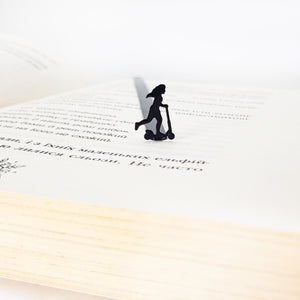 Girl on a Scooter Metal Bookmark – Fun Silhouette Gift for Book Lovers - Atelier Article