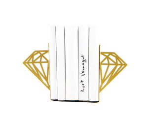 Gold Diamond Metal Bookends – laser-cut powder-coated steel, gold, photo 1