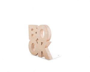 Wooden bookends Book. The word book is cut out of a wooden board - Design Atelier Article