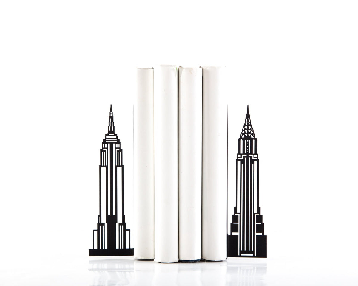 New York Skyline Metal Bookends – laser-cut steel, photo 1
