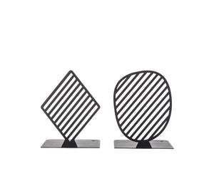 Stripes Limited Bookends: Modern Steel Shelf Decor — view 4