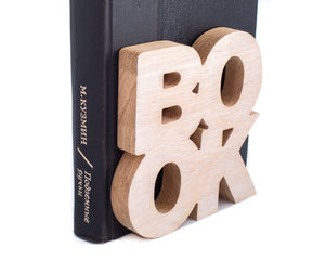 Wooden bookends Book. The word book is cut out of a wooden board - Design Atelier Article