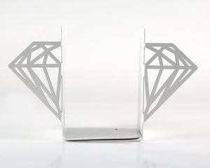 Gold Diamond Metal Bookends – white – laser-cut steel, photo 5