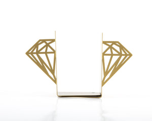 Gold Diamond Metal Bookends – gold – laser-cut steel, photo 2