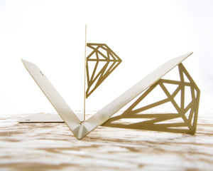 Gold Diamond Metal Bookends – gold – laser-cut steel, photo 5