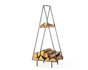 Log Holder "Spruce" - Firewood Storage for Indoors or Outdoors With a Kindling Shelf - Atelier Article