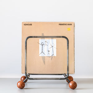 Minimalist Vinyl Record Rack with Wooden Ball Feet – Modern Metal LP Stand - Atelier Article