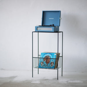 Modern LP Record Player Console - Black Metal Side Table - Atelier Article