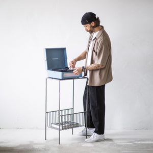 Modern LP Record Player Console - Black Metal Side Table - Atelier Article