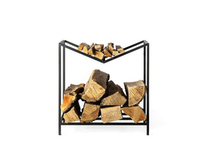 Compact Montana-S log holder with M-shaped kindling shelf — view 1