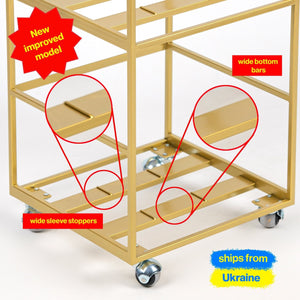 Premium Quality Golden Metallic Three Tier Metal Vinyl Record Stand, New and Improved Model - Atelier Article
