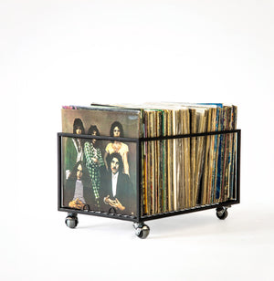Premium Quality Vinyl Record Crate on Soft Rubberised Rotating Wheels - Atelier Article