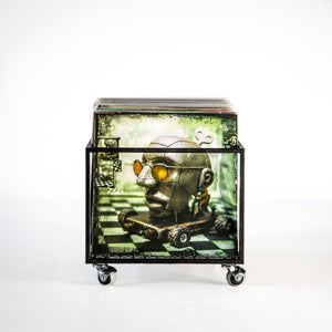 Premium Quality Vinyl Record Crate on Soft Rubberised Rotating Wheels - Atelier Article