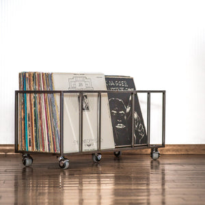 Premium Quality Wide Vinyl Record Crate "Twins" on Wheels - Atelier Article