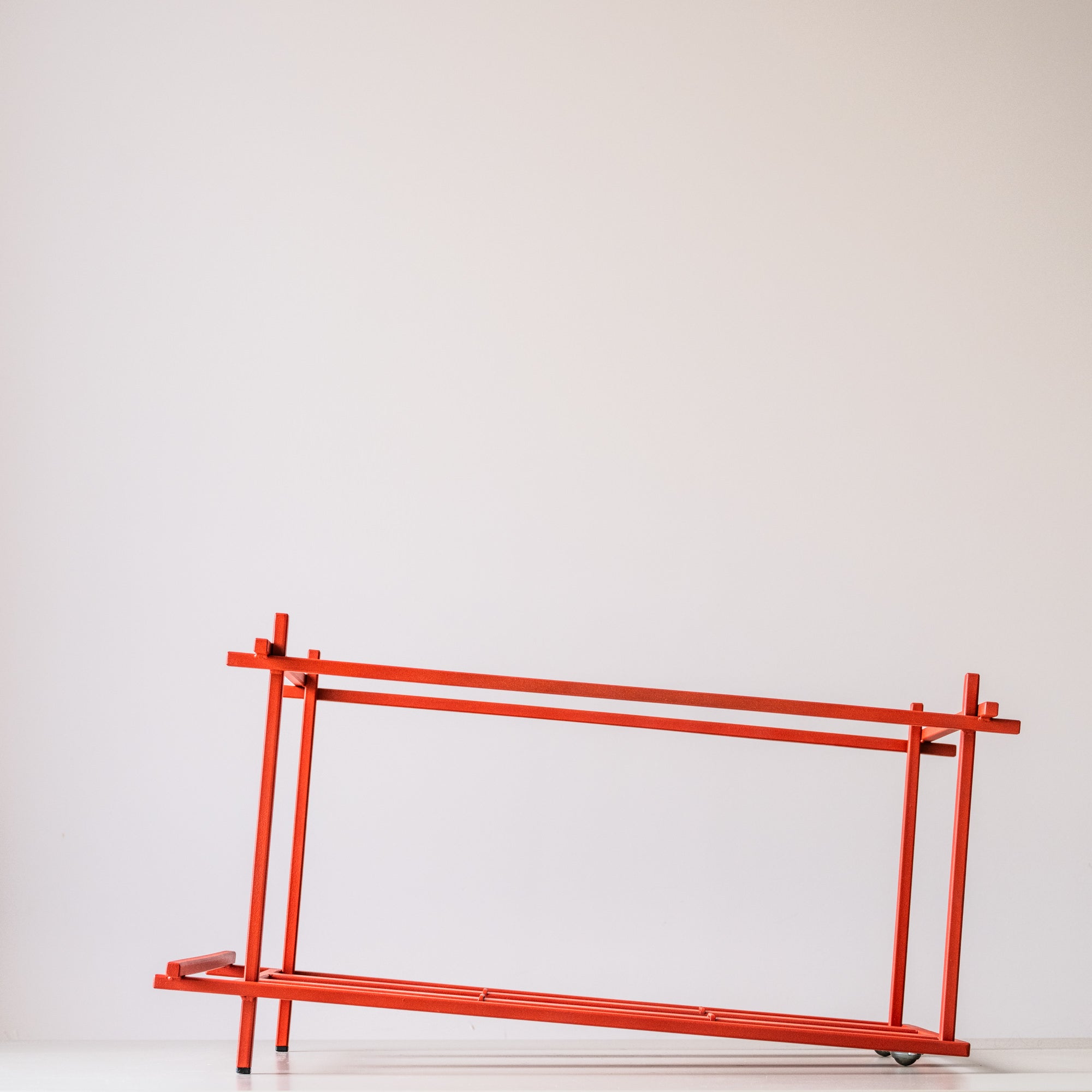 Red Sticks Vinyl Record Crate – Minimalist Metal LP Storage with Wheels - Atelier Article