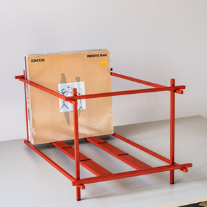 Red Sticks Vinyl Record Crate – Minimalist Metal LP Storage with Wheels - Atelier Article
