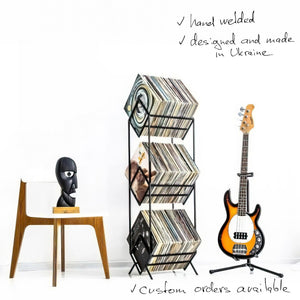Premium Quality Hand-Welded Three Tier Metal Stand for Vinyl Records "3Romb" - Atelier Article