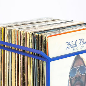 Premium Quality Hand-welded Blue Metal Vinyl Record Crate With Handles. - Atelier Article