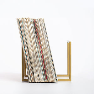 Golden Metallic Vinyl Record Desktop Stand. - Atelier Article