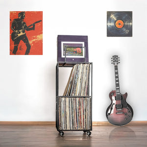 Vinyl Record Stand, Triple Deck Mobile Cart, Holds 180 - 360 LP Records - Atelier Article