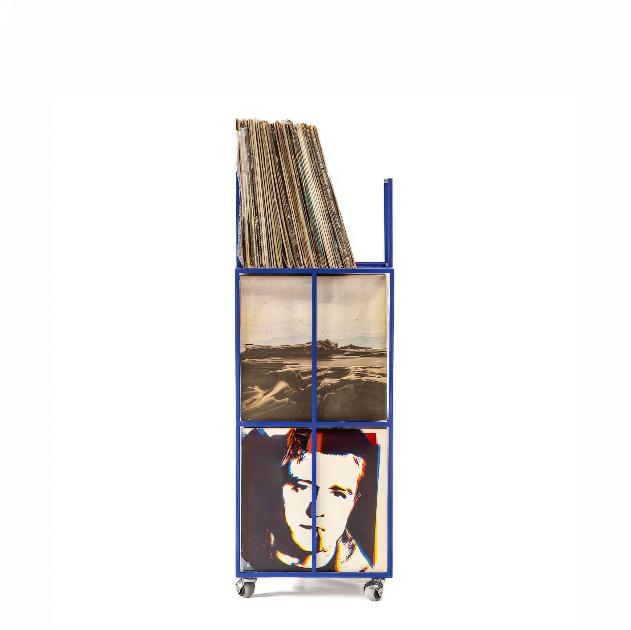 Premium Quality Hand-Welded Vinyl Record Storage, Triple Deck Cart on Rubber Wheels - Atelier Article