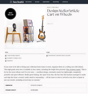 Premium Quality Hand-Welded Vinyl Record Storage, Triple Deck Cart on Wheels - Atelier Article