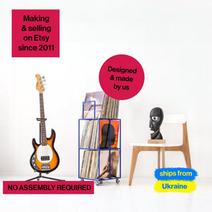 Premium Quality Hand-welded, Triple Deck LP Album Mobile Cart, New Improved Model, Holds 180-360 LP Records - Atelier Article