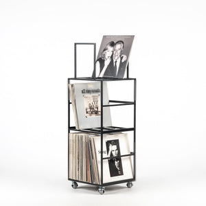 Premium Quality Hand-welded, Triple Deck LP Album Mobile Cart, New Improved Model, Holds 180-360 LP Records - Atelier Article