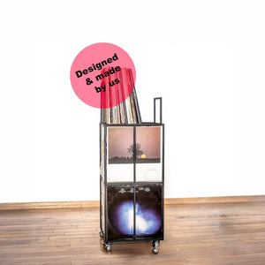 Metal Vinyl Record Triple Deck Stand on Wheels - Atelier Article