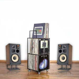 Metal Vinyl Record Triple Deck Stand on Wheels - Atelier Article