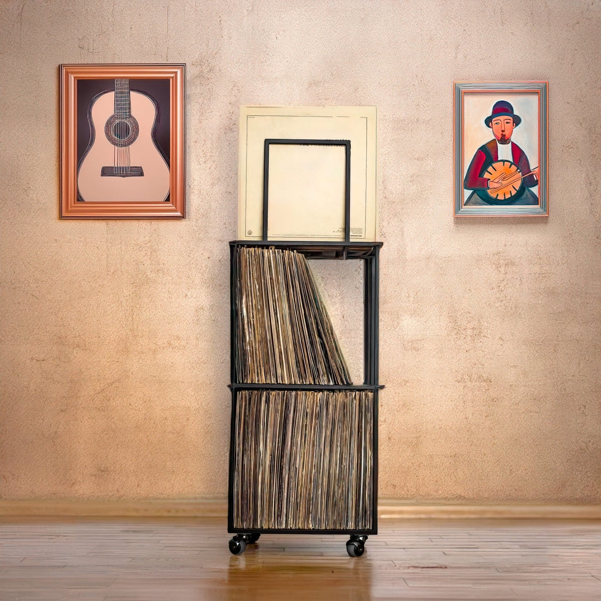 Black Metal Vinyl Record Triple Deck Stand - Atelier Article