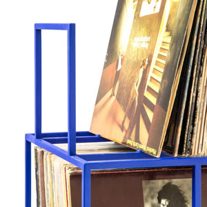 Close up of a Top Shelf of the Blue Vinyl Record Triple Deck Stand - Atelier Article