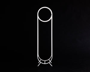 White Metal Log Holder "Bauhaus" Firewood Storage With a Round Kindling Section. - Atelier Article