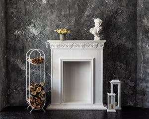 White Metal Log Holder "Bauhaus" Firewood Storage With a Round Kindling Section. - Atelier Article