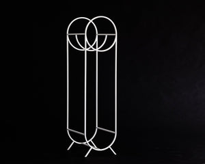 White Metal Log Holder "Bauhaus" Firewood Storage With a Round Kindling Section. - Atelier Article