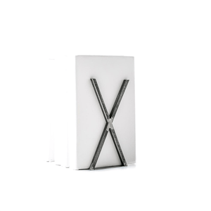 X - Shaped Steel Bookends – Sculptural Minimalism in Hand - Forged Metal - Atelier Article
