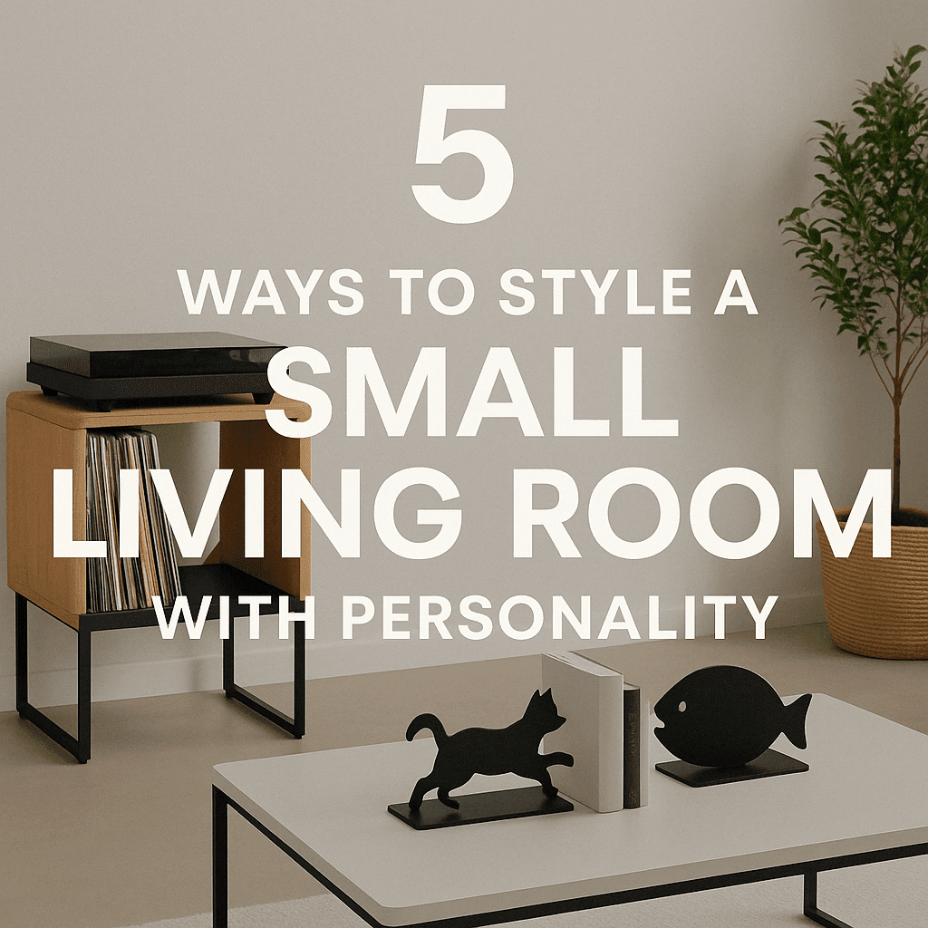 Small living room styled with expressive furniture and objects