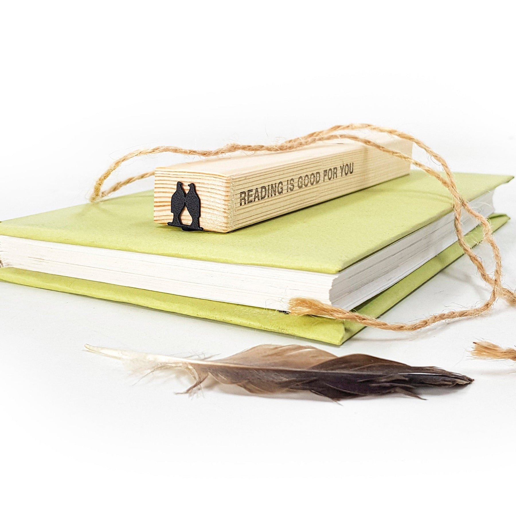 Handmade steel bookmark in wooden display block by Atelier Article, gift for book lovers